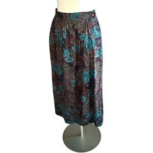 Vintage 80s J.G. Hook Tapestry Floral Gathered Wool Skirt Preppy Twee Size 10